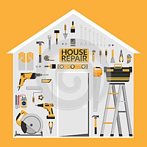 Set of DIY home repair working tools vector logo design template