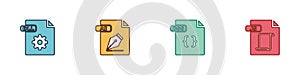 Set DLL file document, AI, CSS and JS icon. Vector