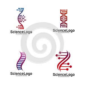 Set of DNA Logo Design Concept Vector. Creative DNA Logo Template. Icon Symbol