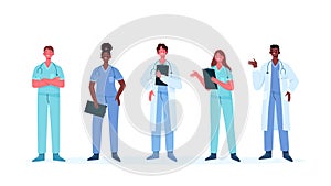 Set of doctors characters. Medical team concept in vector illustration design. Medical staff doctor nurse therapist surgeon