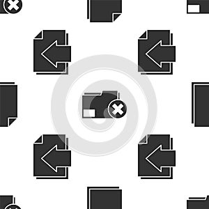Set Document, Delete folder and Next page arrow on seamless pattern. Vector