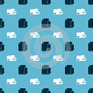 Set Document with download and Document folder and check mark on seamless pattern. Vector