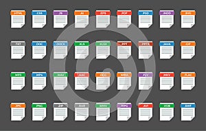 Set of document file formats - flat icons photo