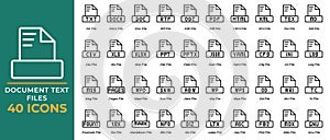 set of document file text icons. txt, ppt, pdf, doc, csv. extension file symbol icons. Vector Collection