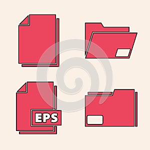 Set Document folder, Document, Document folder and EPS file document icon. Vector