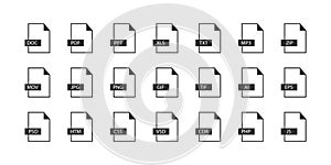 Different set of File Extensions vector flat style for web design