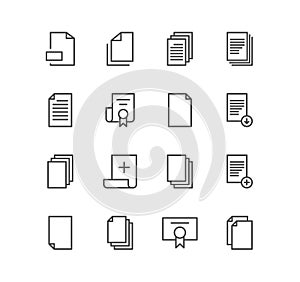 Set of document and paper icons, paper, download, infographic, favorite, page, text, file.