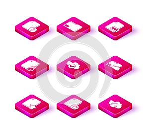Set Document with star, Delete file document, and lock, Cloud check mark, upload, storage text folder, DOC and icon