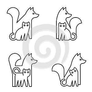 Set of Dog and cat logo