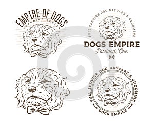 Set of dog grooming logo and emblems.