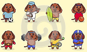 Set of Dog Sport cartoon set