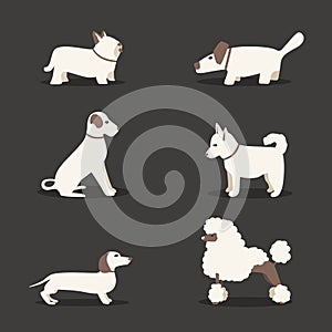 Set of dogs. Cartoon vector illustration. Vet clinic