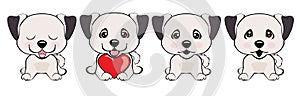 A set of dogs with hearts to the Valentine s Day