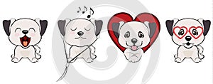 A set of dogs with hearts to the Valentine s Day