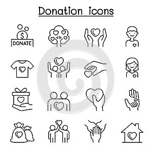 Set of Donation & charity line icons.