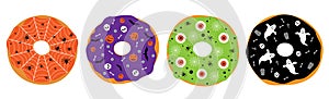 Set donuts halloween vector illustration