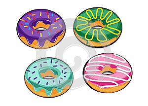 Set donuts isolated. doodle style