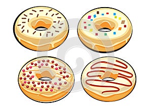 Set donuts isolated. doodle style