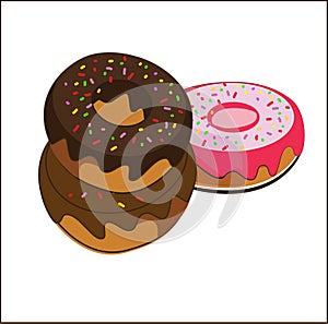 Set donuts isolated. doodle style