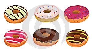 Set of Donuts vector on white background photo