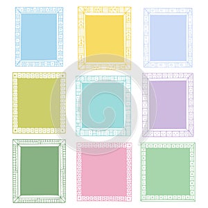 Set of doodle colored borders isolated on white background