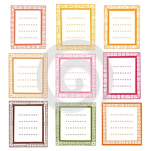 Set of doodle colored borders isolated on white background