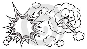 Set of doodle comic book explosions. Hand-drawn burst vector elements. vector design Generative AI