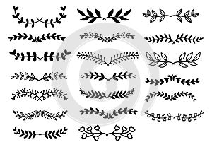 Set of doodle design elements,with leaves,flower,hand drawn,doodle,clipart.vector illustration