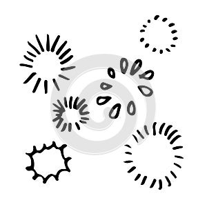 set of doodle firework isolated on white background hand drawn from firework.design elements..