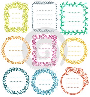 Set of doodle frames for bullet journal, notebook, diary, and planner isolated on white background