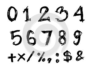 Set of Doodle Number Vector. sketch style figures