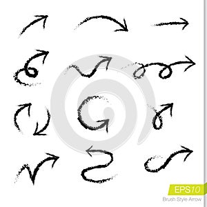 Set of doodle rough bursh arrows, Design element for business pr