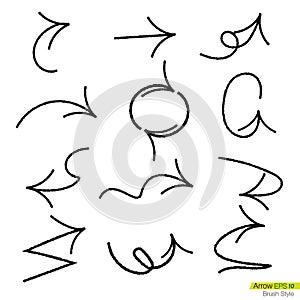 Set of doodle rough bursh arrows, Design element for business pr