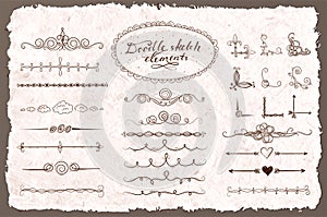 Set of doodle sketch decorative dividers