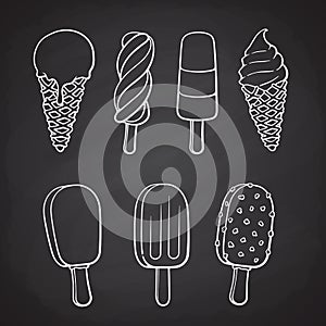 Set of doodles of ice creams photo