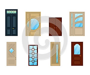 Set of doors with glass or windows design