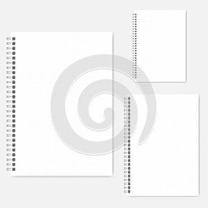 Set of dot grid spiral notebook vector mock-ups - A4, A5, A6 photo