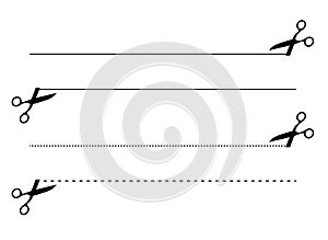 Set of Dotted and Plain Scissor Cutting Lines - Cutting Lines Set