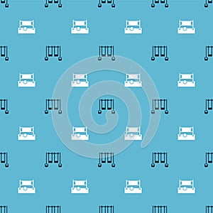 Set Double swing and Volleyball net with ball on seamless pattern. Vector