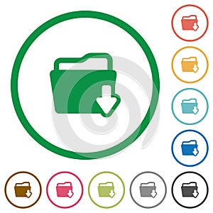Download folder outlined flat icons