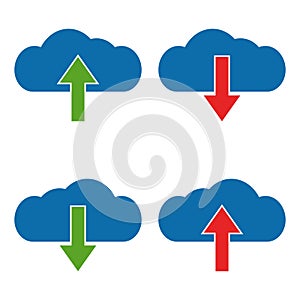 Set download and upload cloud icon, vector download and upload illustration, cloud computing