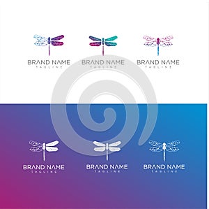 Set Of Dragonfly Tech Logo .Digital Dragonfly Logo . Tech Dragonfly Logo Icon Design Vector
