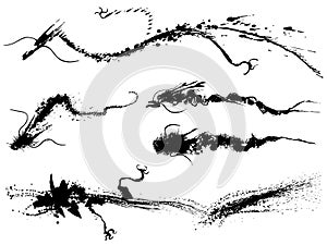 Set of dragons. brush stroke illustration.
