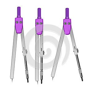 Set of Drawing compasses for draftsmanship, Geometric measuring tool, for teaching descriptive geometry and drawing of circles and photo