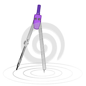 Set of Drawing compasses for draftsmanship, Geometric measuring tool, for teaching descriptive geometry and drawing of circles and photo