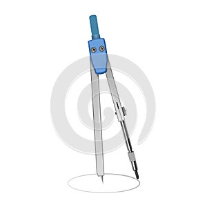 Set of Drawing compasses for draftsmanship, Geometric measuring tool, for teaching descriptive geometry and drawing of circles and