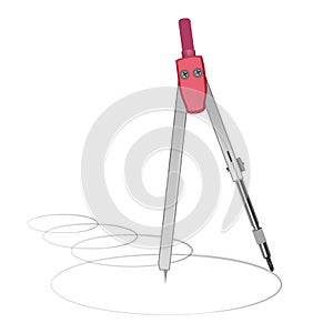 Set of Drawing compasses for draftsmanship, Geometric measuring tool, for teaching descriptive geometry and drawing of circles and