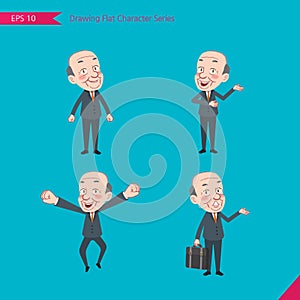 Set of drawing flat character style, business concept ceo activities - businessman, research, office worker, counselling, growth,