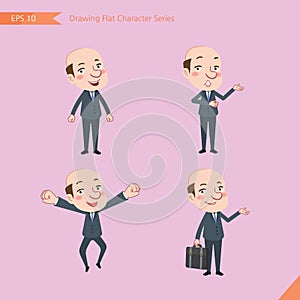 Set of drawing flat character style, business concept ceo activities - businessman, research, office worker, counselling, growth,