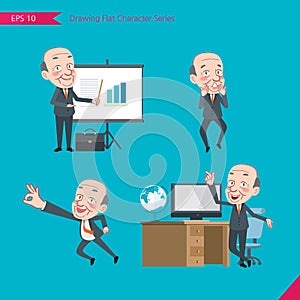 Set of drawing flat character style, business concept ceo activities photo